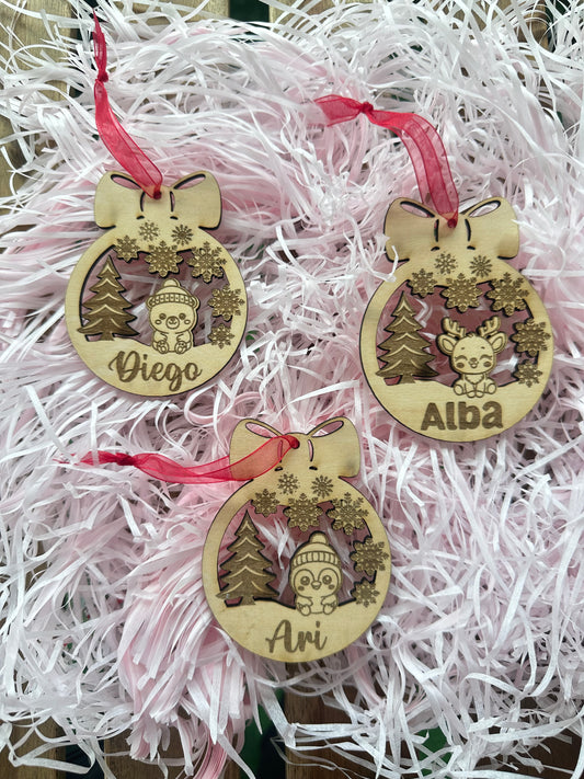 Bola de Navidad personalizable madera