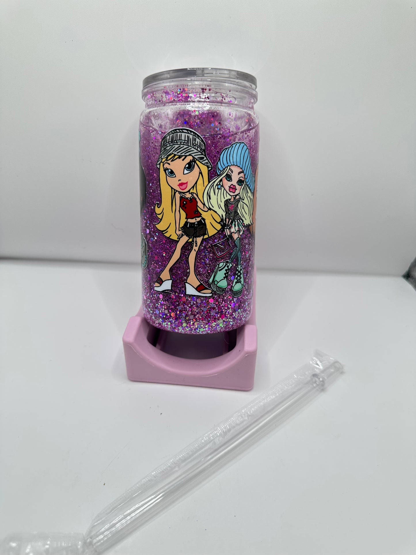 Vaso shaker con tapa y cañita