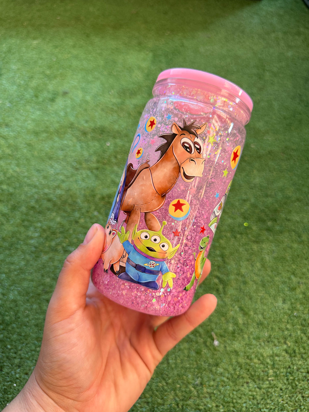 Vaso shaker con tapa y cañita