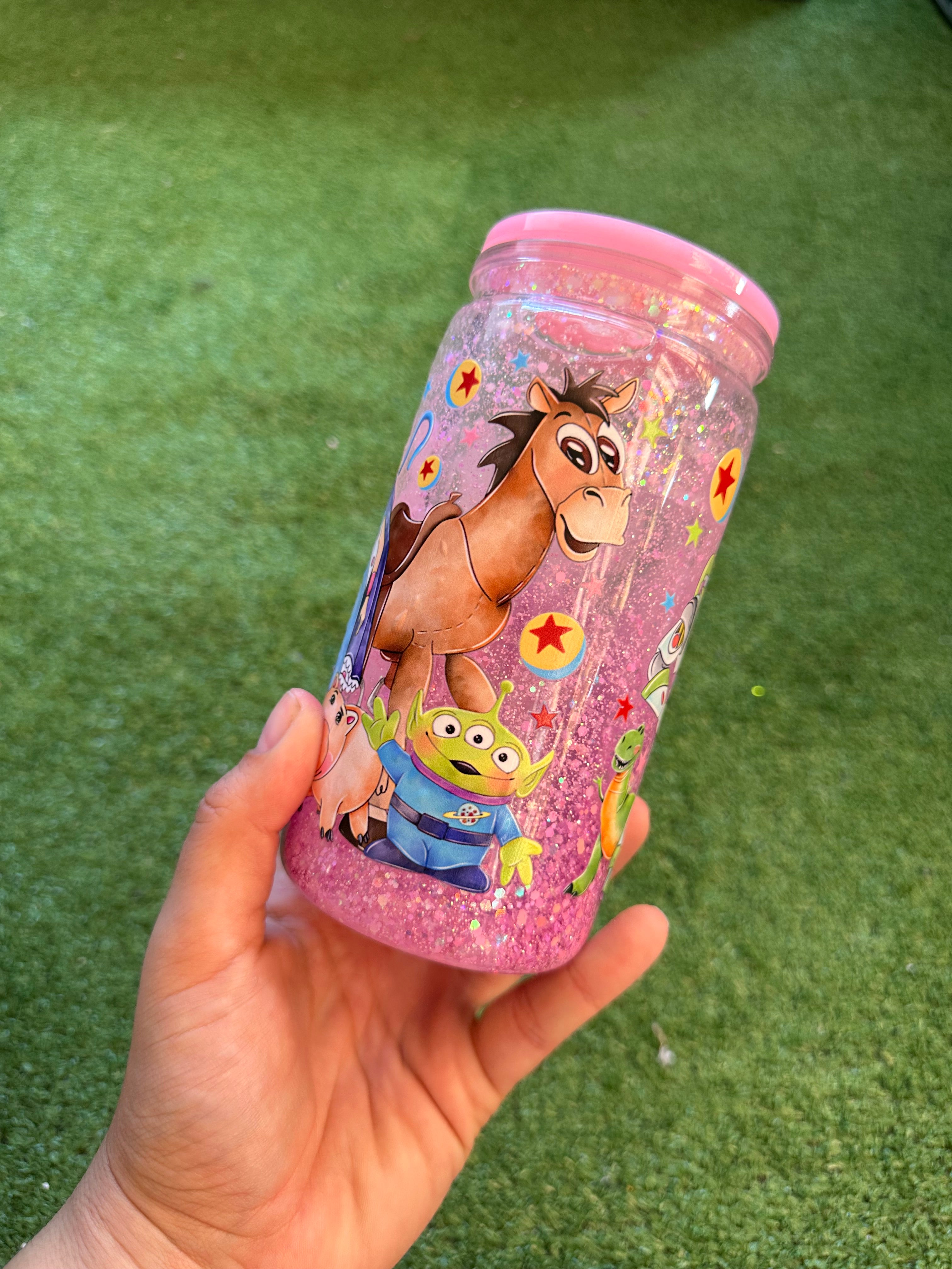 Vaso shaker con tapa y cañita