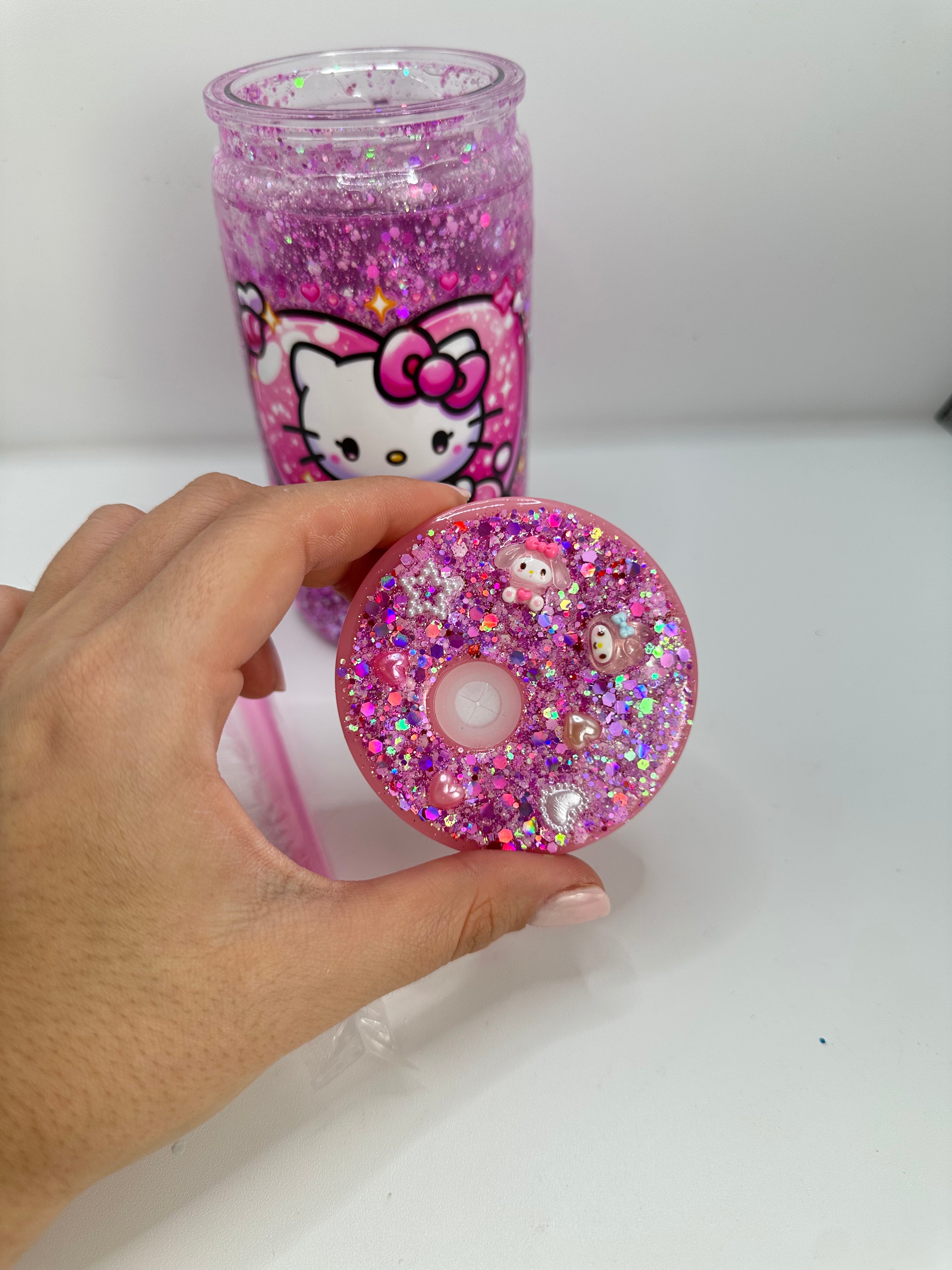 Vaso shaker con tapa y cañita