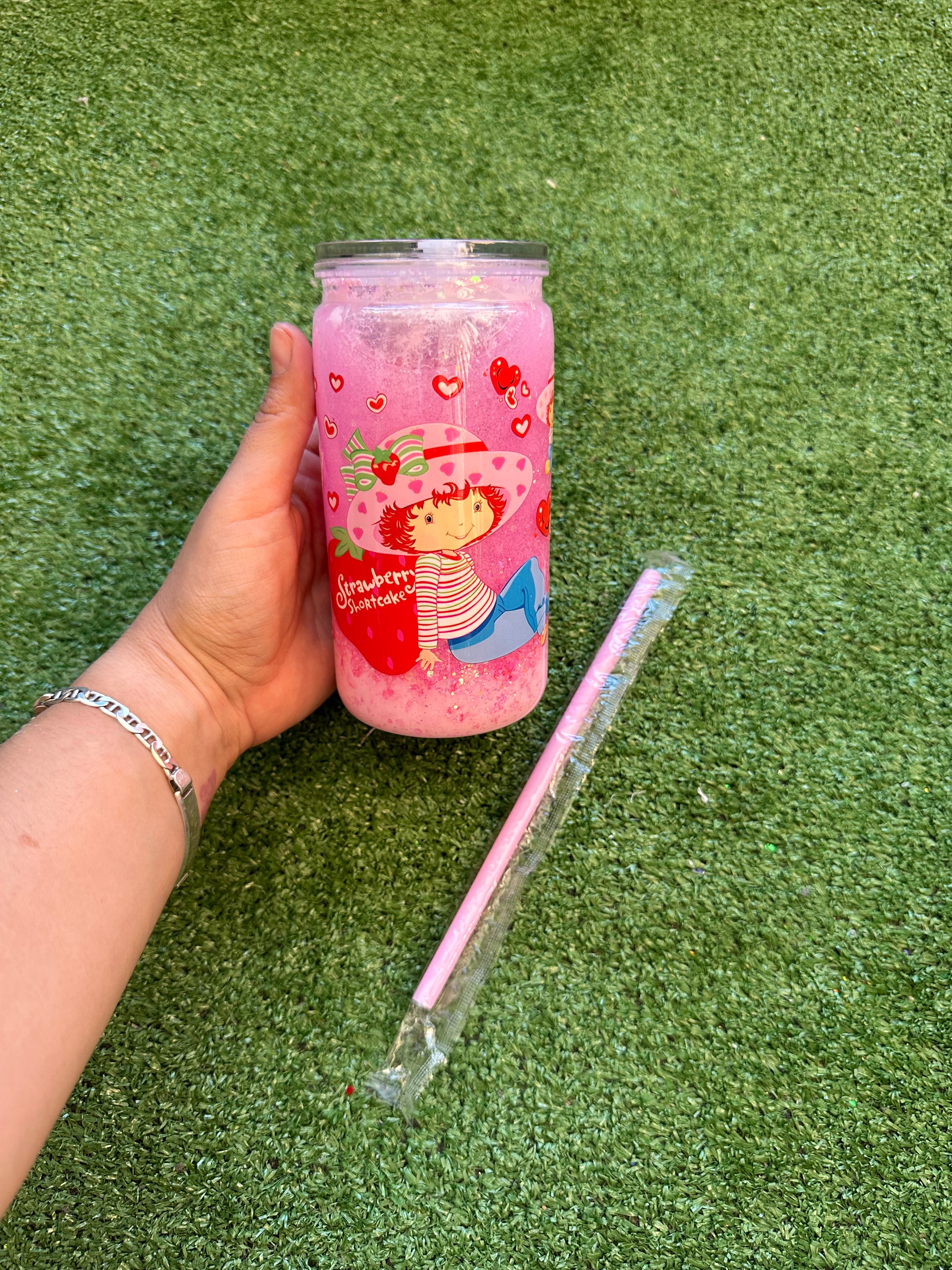 Vaso shaker con tapa y cañita