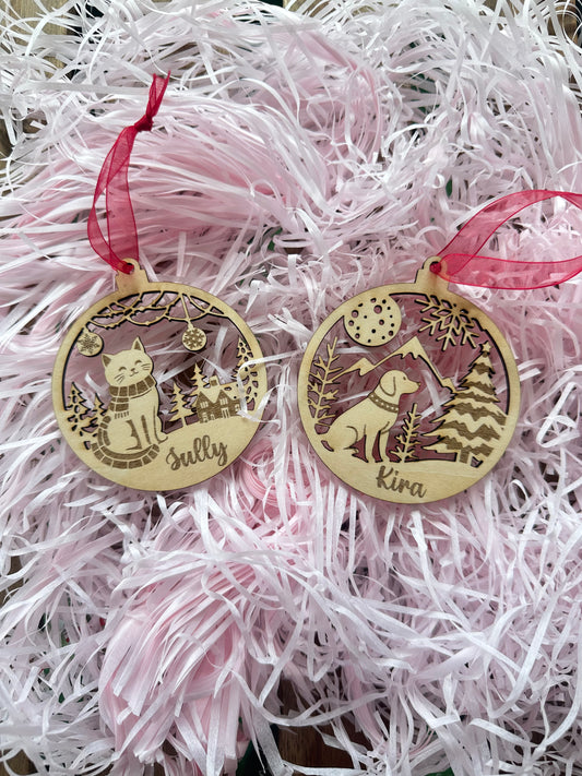 Bola de Navidad personalizable madera (mascota)