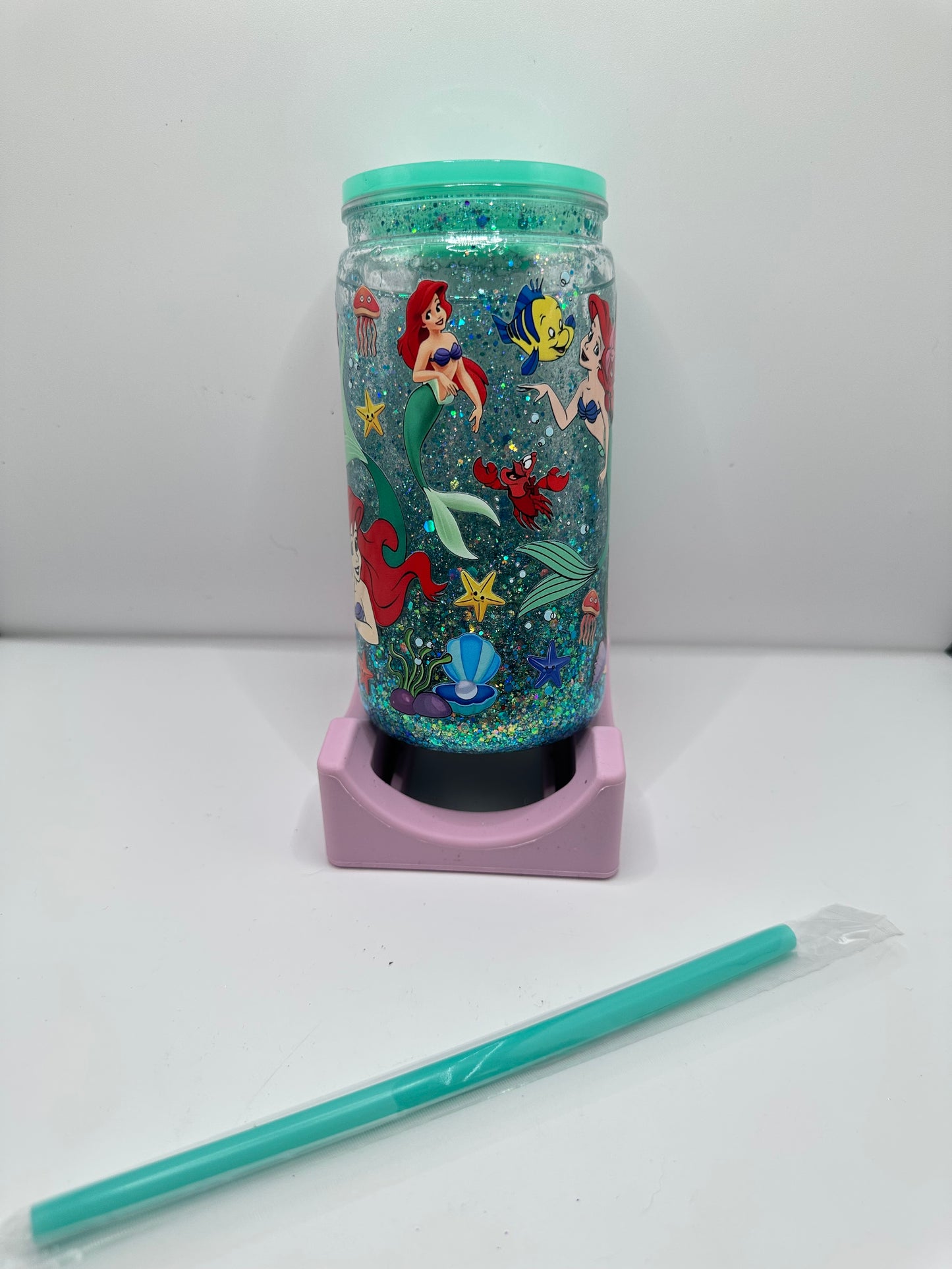 Vaso shaker con tapa y cañita
