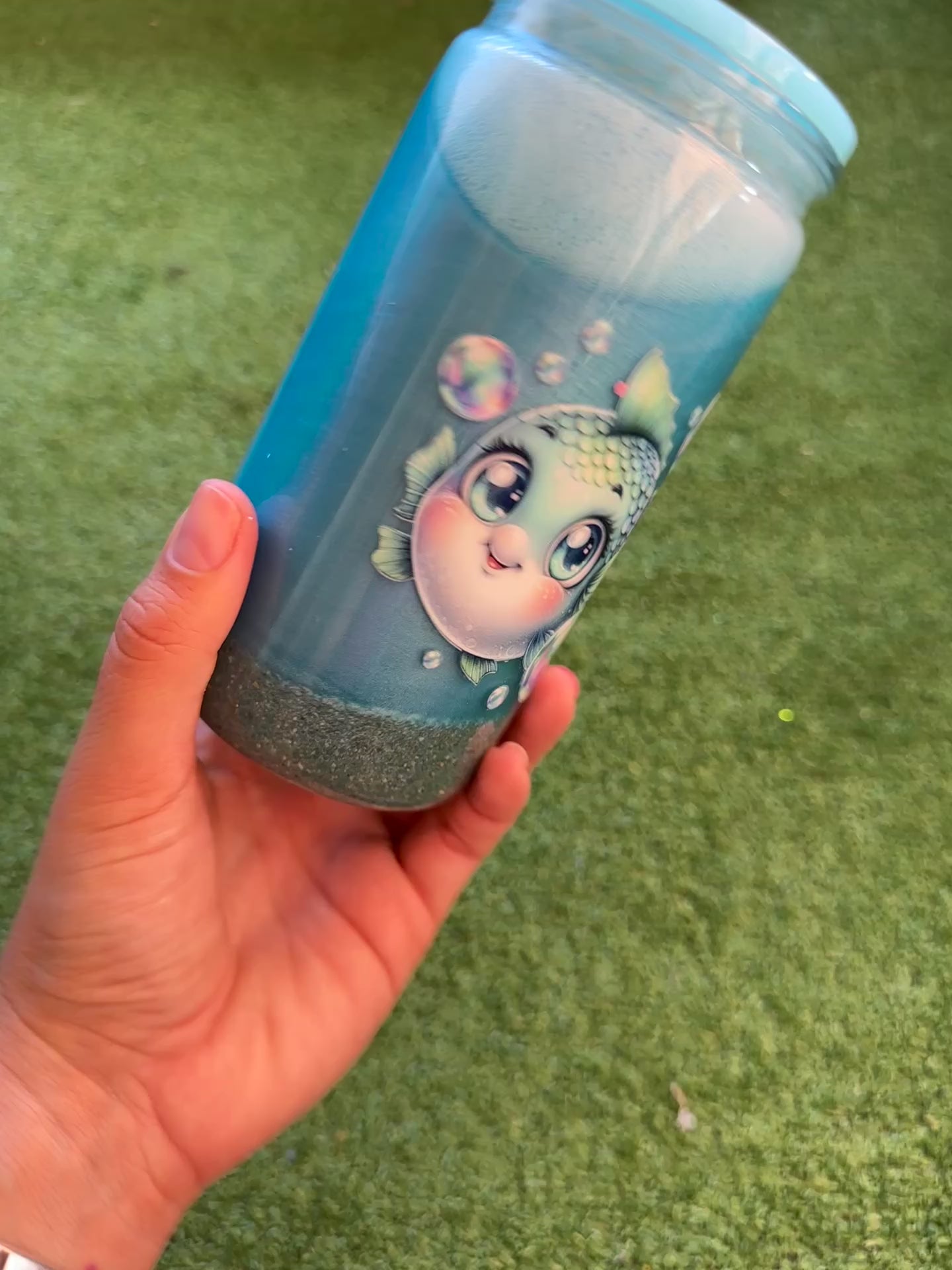 Vaso shaker con tapa y cañita Playa
